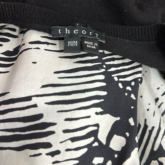 Theory Silk Black And White Short Sleeve A-line Dress Size M - Picture 3 of 7
